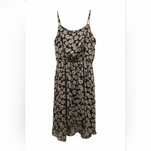 No Boundaries Floral Midi Dress in Black and Tan